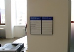 office sign, door sign, building directory sign,  interior directory sign